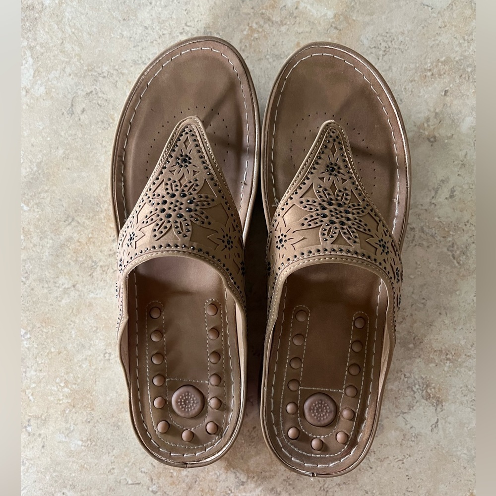 Bling laser cut out wedge sandles